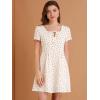 imageAllegra K Womens Printed Dress Summer 2025 Casual Square Neck Short Sleeve Fit and Flare DressesWhiteheart