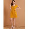 imageAllegra K Womens Printed Dress Summer 2025 Casual Square Neck Short Sleeve Fit and Flare DressesYellowheart