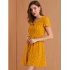 imageAllegra K Womens Printed Dress Summer 2025 Casual Square Neck Short Sleeve Fit and Flare DressesYellowheart