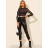 imageAllegra K Womens SemiSheer Sexy Blouse Heart Print Crop Tops Cocktail Party Mesh TopBlack