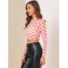 imageAllegra K Womens SemiSheer Sexy Blouse Heart Print Crop Tops Cocktail Party Mesh TopPink