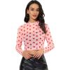 imageAllegra K Womens SemiSheer Sexy Blouse Heart Print Crop Tops Cocktail Party Mesh TopPink