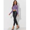 imageAllegra K Womens SemiSheer Sexy Blouse Heart Print Crop Tops Cocktail Party Mesh TopPurple
