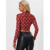 imageAllegra K Womens SemiSheer Sexy Blouse Heart Print Crop Tops Cocktail Party Mesh TopRed