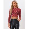 imageAllegra K Womens SemiSheer Sexy Blouse Heart Print Crop Tops Cocktail Party Mesh TopRed