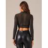 imageAllegra K Womens SemiSheer Sexy Blouse Heart Print Crop Tops Cocktail Party Mesh TopSolid Black