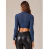 imageAllegra K Womens SemiSheer Sexy Blouse Heart Print Crop Tops Cocktail Party Mesh TopSolid Dark Blue