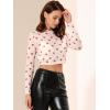 imageAllegra K Womens SemiSheer Sexy Blouse Heart Print Crop Tops Cocktail Party Mesh TopWhite