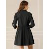 imageAllegra K Womens Shirt Dress Button Down 34 Sleeve School Work Mini Casual ShirtdressesBlack
