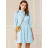imageAllegra K Womens Shirt Dress Button Down 34 Sleeve School Work Mini Casual ShirtdressesBlue