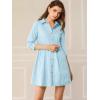 imageAllegra K Womens Shirt Dress Button Down 34 Sleeve School Work Mini Casual ShirtdressesBlue