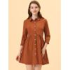imageAllegra K Womens Shirt Dress Button Down 34 Sleeve School Work Mini Casual ShirtdressesBrown