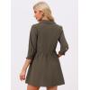 imageAllegra K Womens Shirt Dress Button Down 34 Sleeve School Work Mini Casual ShirtdressesDark Brown