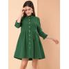 imageAllegra K Womens Shirt Dress Button Down 34 Sleeve School Work Mini Casual ShirtdressesDark Green