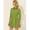 imageAllegra K Womens Shirt Dress Button Down 34 Sleeve School Work Mini Casual ShirtdressesGrass Green