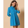 imageAllegra K Womens Shirt Dress Button Down 34 Sleeve School Work Mini Casual ShirtdressesLake Blue