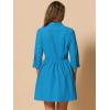 imageAllegra K Womens Shirt Dress Button Down 34 Sleeve School Work Mini Casual ShirtdressesLake Blue