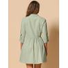 imageAllegra K Womens Shirt Dress Button Down 34 Sleeve School Work Mini Casual ShirtdressesLight Green