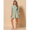 imageAllegra K Womens Shirt Dress Button Down 34 Sleeve School Work Mini Casual ShirtdressesLight Green