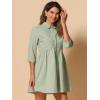 imageAllegra K Womens Shirt Dress Button Down 34 Sleeve School Work Mini Casual ShirtdressesLight Green