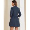 imageAllegra K Womens Shirt Dress Button Down 34 Sleeve School Work Mini Casual ShirtdressesNavy Blue