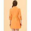 imageAllegra K Womens Shirt Dress Button Down 34 Sleeve School Work Mini Casual ShirtdressesOrange