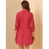 imageAllegra K Womens Shirt Dress Button Down 34 Sleeve School Work Mini Casual ShirtdressesRed