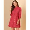 imageAllegra K Womens Shirt Dress Button Down 34 Sleeve School Work Mini Casual ShirtdressesRed