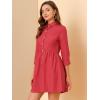 imageAllegra K Womens Shirt Dress Button Down 34 Sleeve School Work Mini Casual ShirtdressesRed