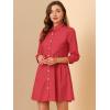 imageAllegra K Womens Shirt Dress Button Down 34 Sleeve School Work Mini Casual ShirtdressesRed