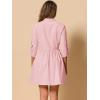 imageAllegra K Womens Shirt Dress Button Down 34 Sleeve School Work Mini Casual ShirtdressesRose Pink