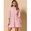 imageAllegra K Womens Shirt Dress Button Down 34 Sleeve School Work Mini Casual ShirtdressesRose Pink