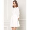 imageAllegra K Womens Shirt Dress Button Down 34 Sleeve School Work Mini Casual ShirtdressesWhite