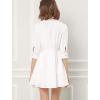 imageAllegra K Womens Shirt Dress Button Down 34 Sleeve School Work Mini Casual ShirtdressesWhite