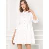 imageAllegra K Womens Shirt Dress Button Down 34 Sleeve School Work Mini Casual ShirtdressesWhite