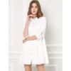 imageAllegra K Womens Shirt Dress Button Down 34 Sleeve School Work Mini Casual ShirtdressesWhite