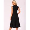 imageAllegra K Womens Sleeveless Pleated Dress Ruffle Hem Crew Neck Tank Knitted Elegant Midi DressesBlack