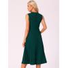 imageAllegra K Womens Sleeveless Pleated Dress Ruffle Hem Crew Neck Tank Knitted Elegant Midi DressesDark Green