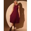 imageAllegra K Womens Sleeveless Pleated Dress Ruffle Hem Crew Neck Tank Knitted Elegant Midi DressesDark Red