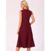 imageAllegra K Womens Sleeveless Pleated Dress Ruffle Hem Crew Neck Tank Knitted Elegant Midi DressesDark Red
