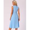 imageAllegra K Womens Sleeveless Pleated Dress Ruffle Hem Crew Neck Tank Knitted Elegant Midi DressesLight Blue