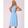 imageAllegra K Womens Sleeveless Pleated Dress Ruffle Hem Crew Neck Tank Knitted Elegant Midi DressesLight Blue