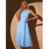 imageAllegra K Womens Sleeveless Pleated Dress Ruffle Hem Crew Neck Tank Knitted Elegant Midi DressesLight Blue