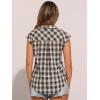 imageAllegra K Womens St Patricks Day Plaid Tops Casual Short Sleeves Western Button Down ShirtBlack White