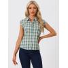 imageAllegra K Womens St Patricks Day Plaid Tops Casual Short Sleeves Western Button Down ShirtGreen White