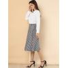imageAllegra K Womens Tartan Plaid High Waist Belted Vintage ALine Midi SkirtBlack White