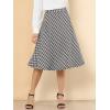 imageAllegra K Womens Tartan Plaid High Waist Belted Vintage ALine Midi SkirtBlack White