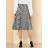 imageAllegra K Womens Tartan Plaid High Waist Belted Vintage ALine Midi SkirtBlack White