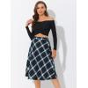 imageAllegra K Womens Tartan Plaid High Waist Belted Vintage ALine Midi SkirtBlue White
