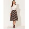 imageAllegra K Womens Tartan Plaid High Waist Belted Vintage ALine Midi SkirtBrown White